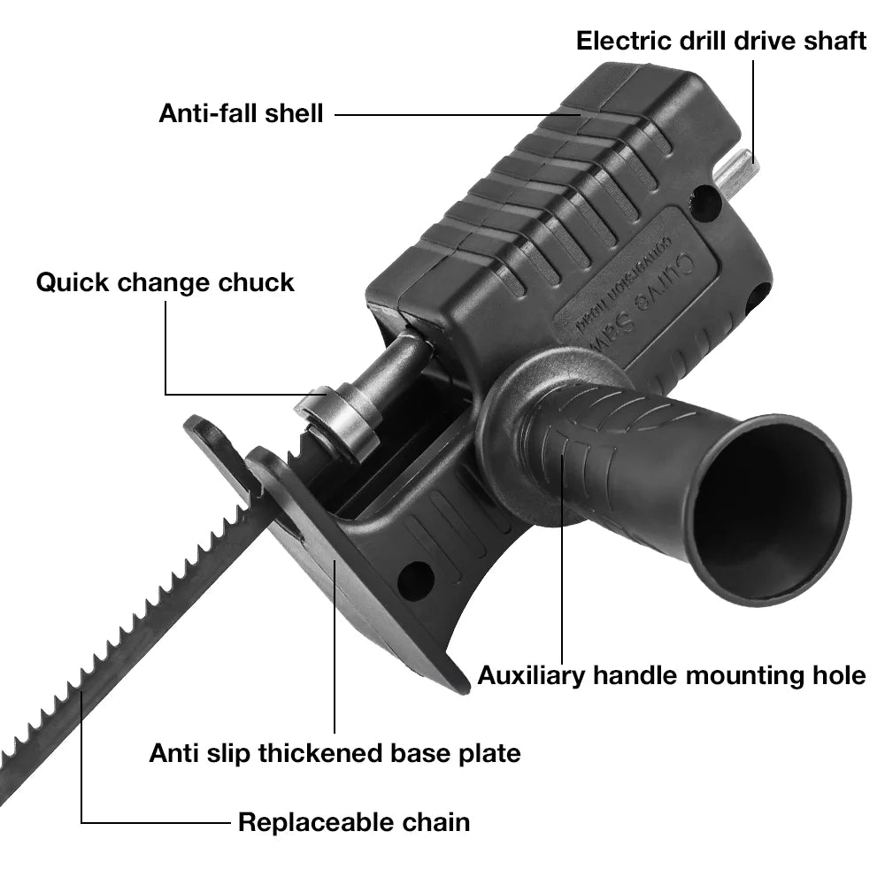 Reciprocating Saw Adapter Kit - Turn Your Drill into a Jigsaw for Wood, PVC & Metal