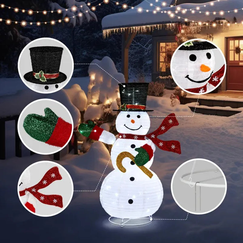 4 Ft Lighted Pop-Up Snowman Yard Decoration with 100 Leds