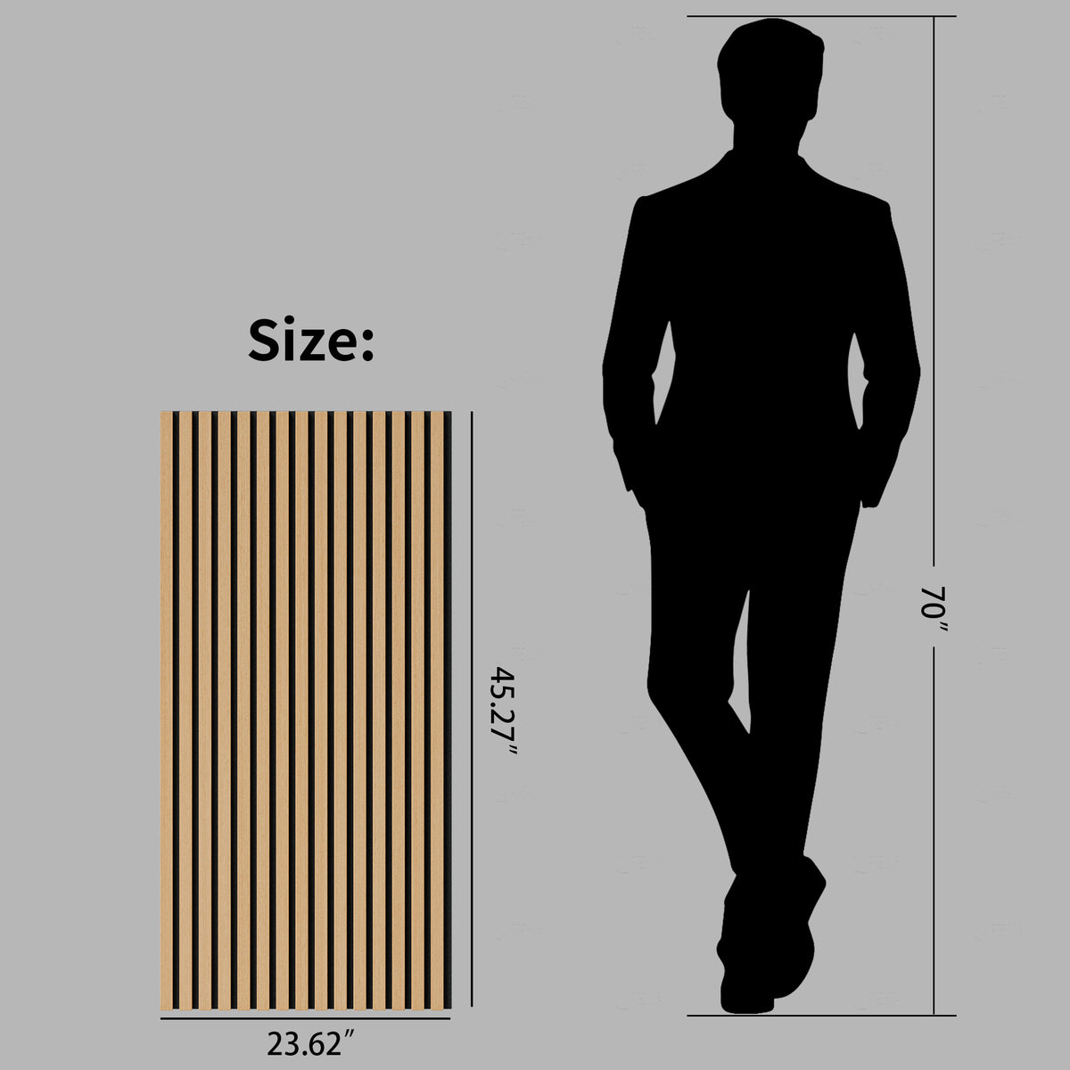 White Oak Fluted Wood Slat Acoustic Panels 45 x 23.6 in, 2 Pack – image 3