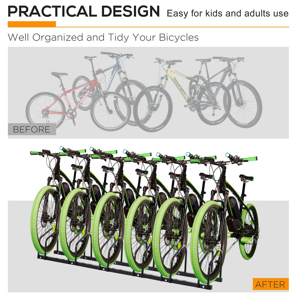 Bike Floor Parking Rack for 6 Bikes, Steel Garage Storage Stand – image 7