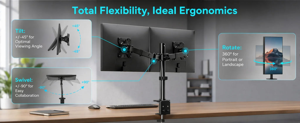 Dual Monitor Stand – Adjustable Desk Mount for 13–32 in Screens – image 9