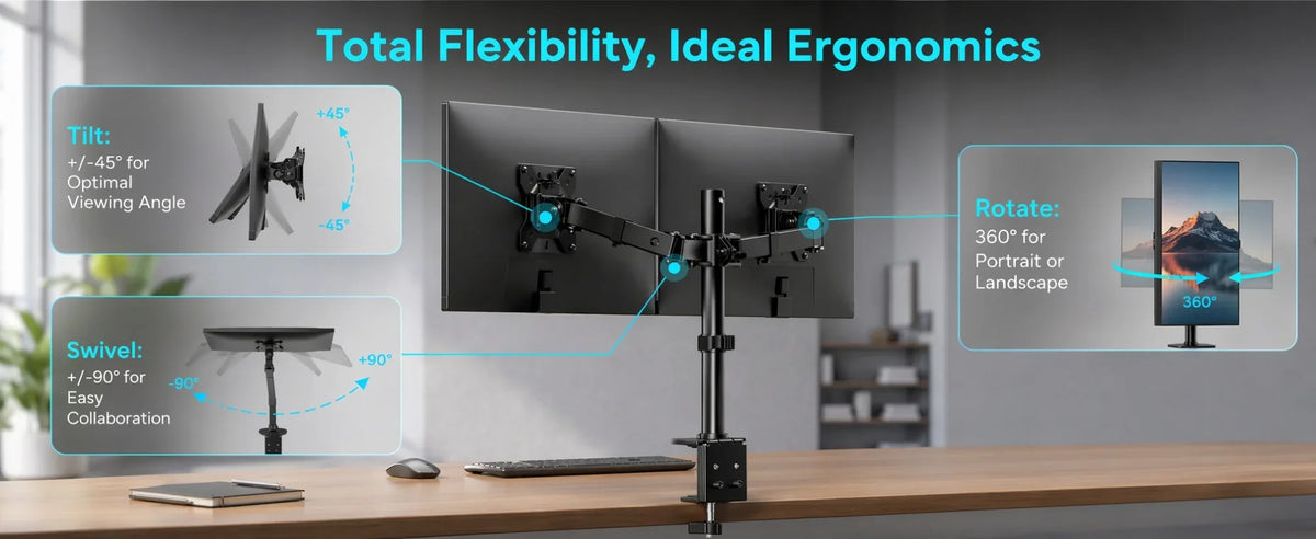 Dual Monitor Stand – Adjustable Desk Mount for 13–32 in Screens – image 9