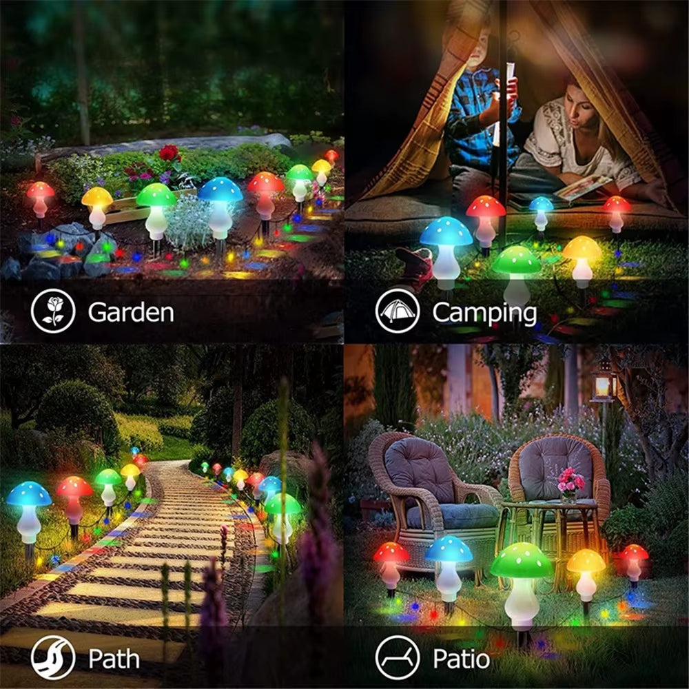 Solar Mushroom Garden Light - 8 Mode Waterproof Pathway Lamp