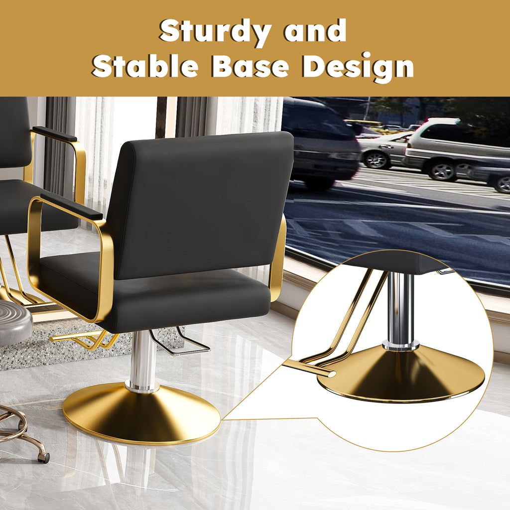 Hydraulic Salon Styling Chair 360 Swivel Black and Gold – image 4
