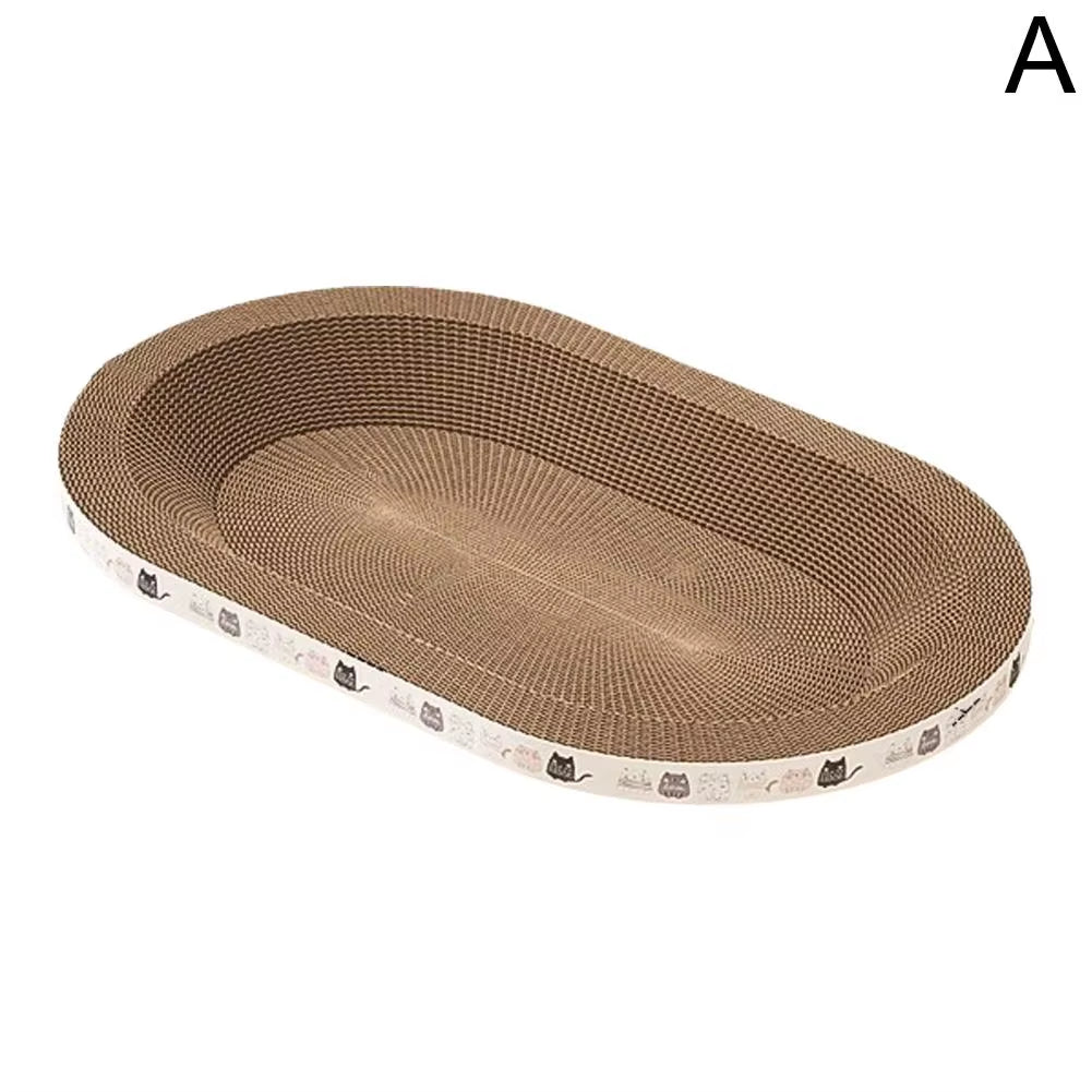 Cardboard Cat Scratcher Bed - Oval Corrugated Scratch Lounge – image 8