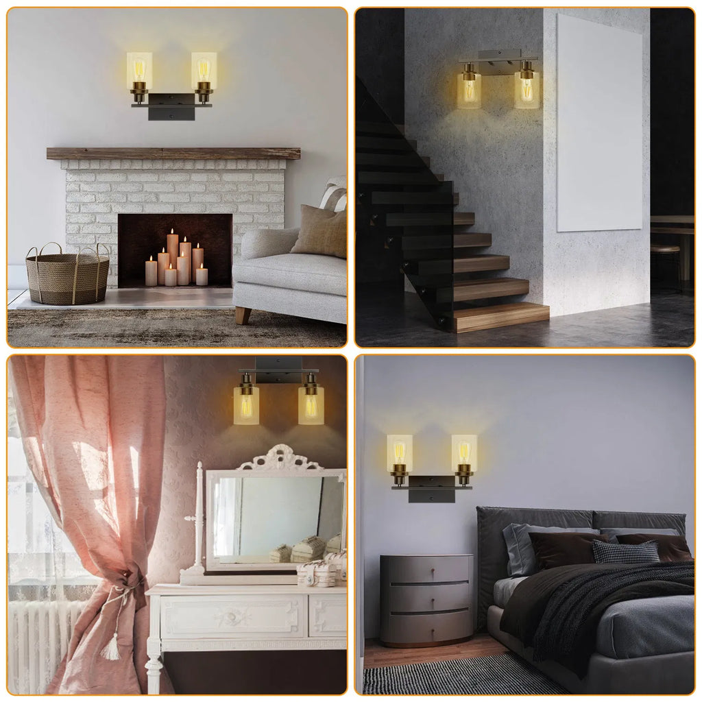 3-Light Matte Black Vanity Light with Clear Glass Shades