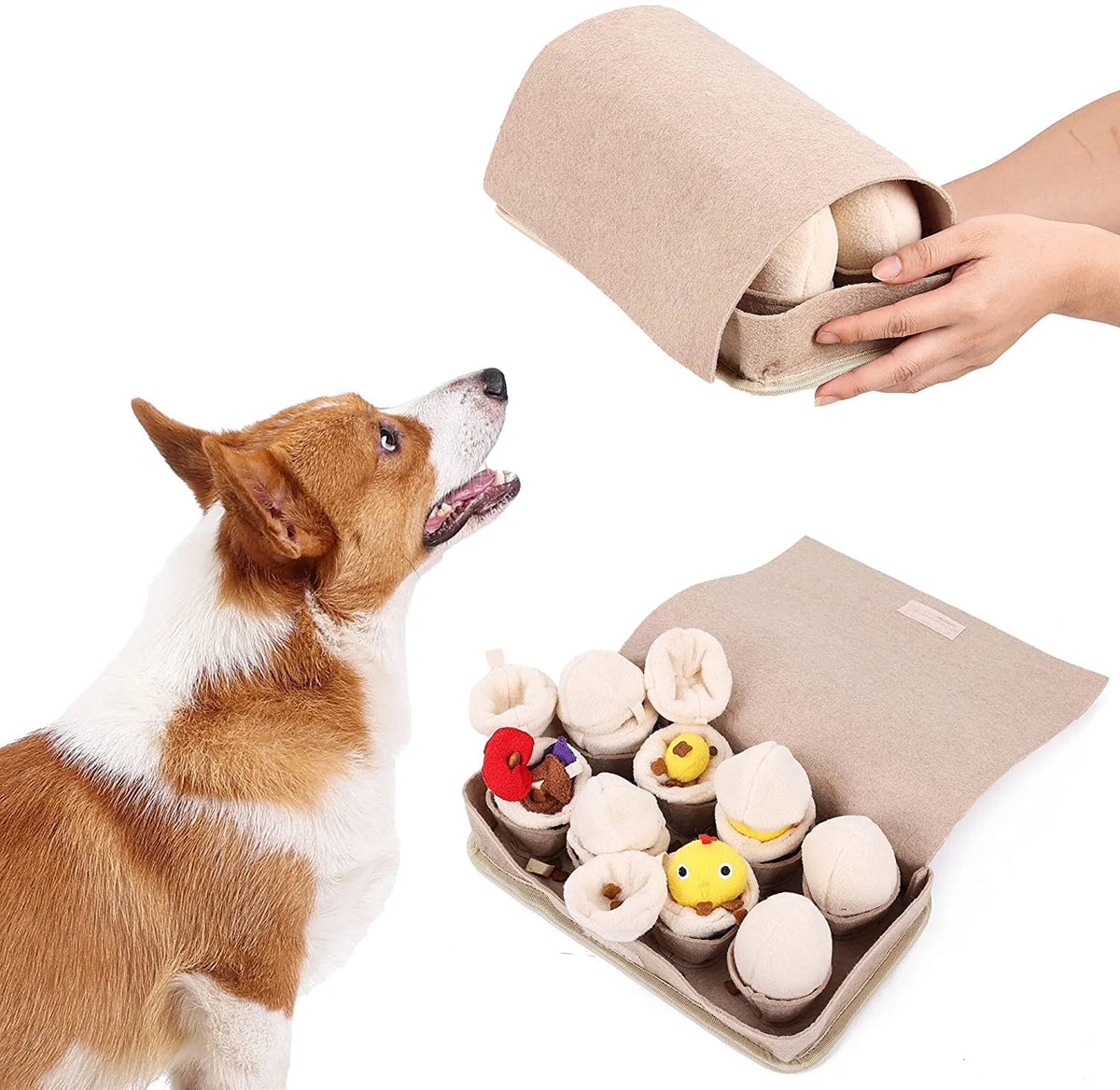 Snuffle Mat for Dogs, Slow Feeding Mat with 8 Squeaky Plush Eggs – image 2