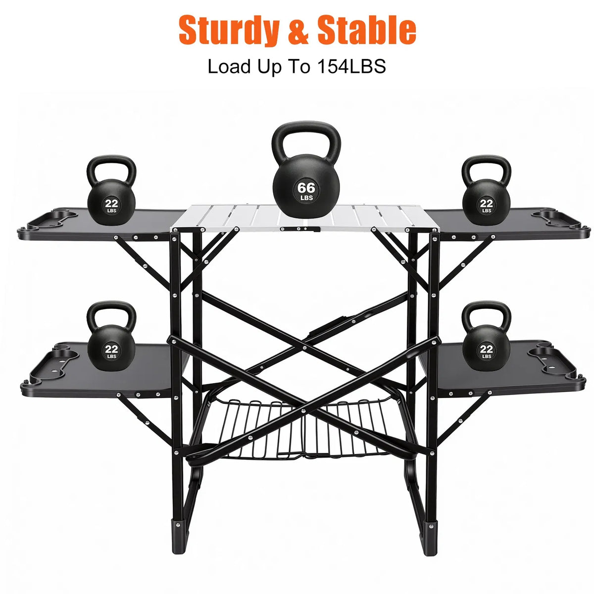 Folding Camp Kitchen Table with Lantern Pole and Side Trays – image 7