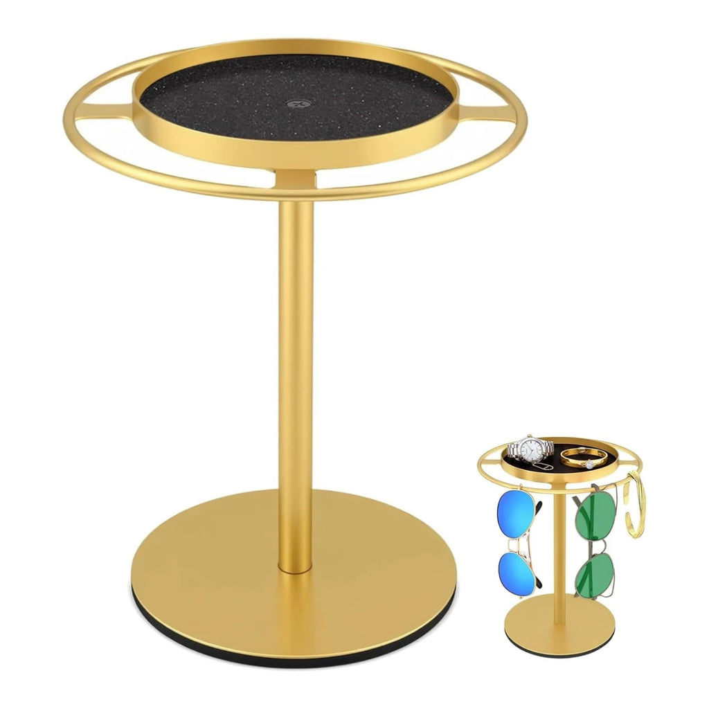 Sunglasses Organizer Rotating Stand, Gold Metal with Jewelry Tray – image 6
