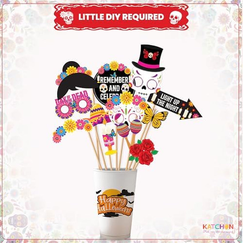 Day of the Dead Photo Booth Props – 35 Piece Halloween Set – image 5
