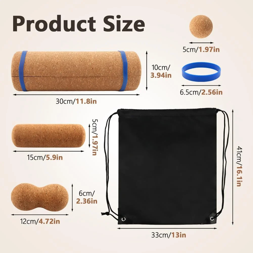 Cork Balance Board Kit with Roller, Massage Ball and Toe Bands – image 3