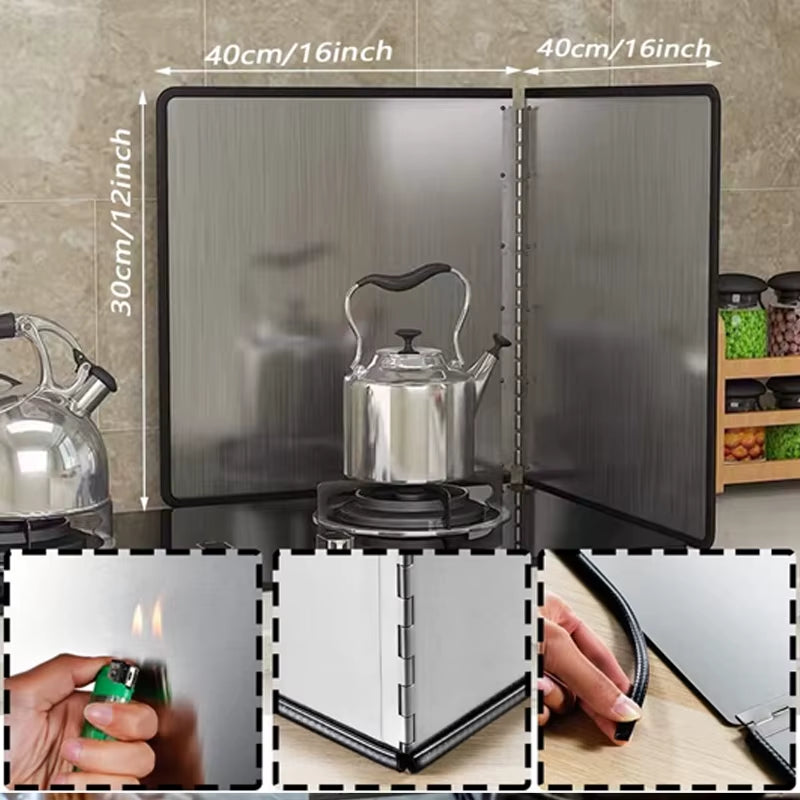 Splatter Guard, Foldable Stainless Steel Stove Oil Splash Screen – image 3