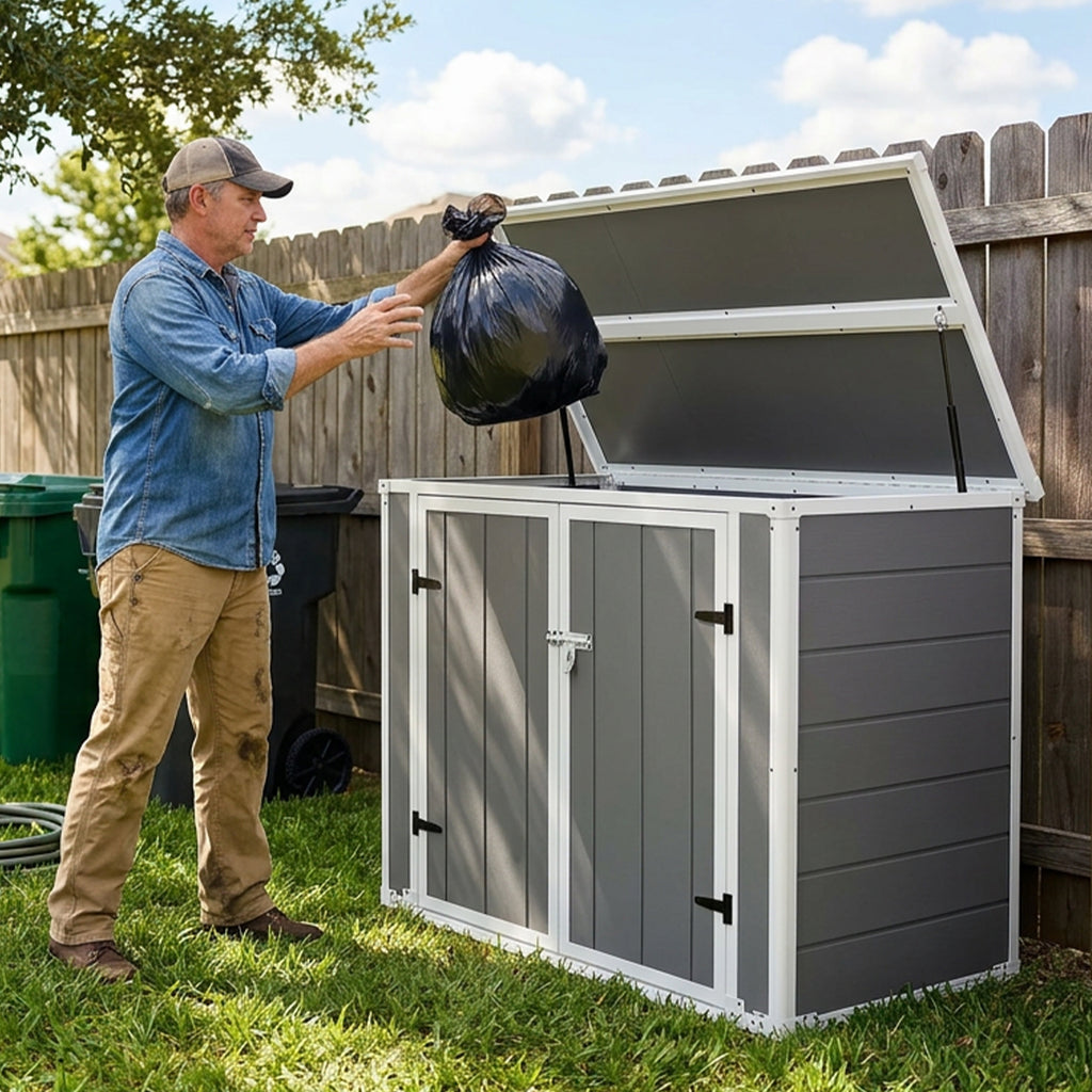 Outdoor Storage Shed Horizontal with Ramp and Lockable Lid, 33 cu ft – image 13