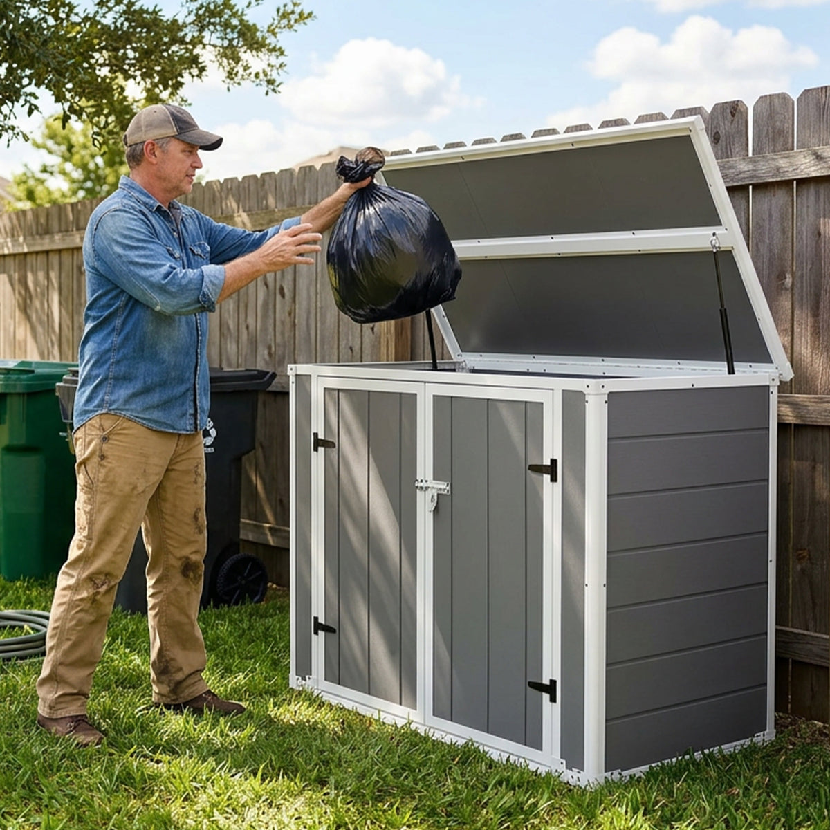 Outdoor Storage Shed Horizontal with Ramp and Lockable Lid, 33 cu ft – image 13