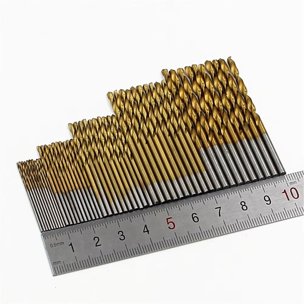 Mini Twist Drill Bit Set 50-Piece 1-3mm Titanium Coated HSS – image 6