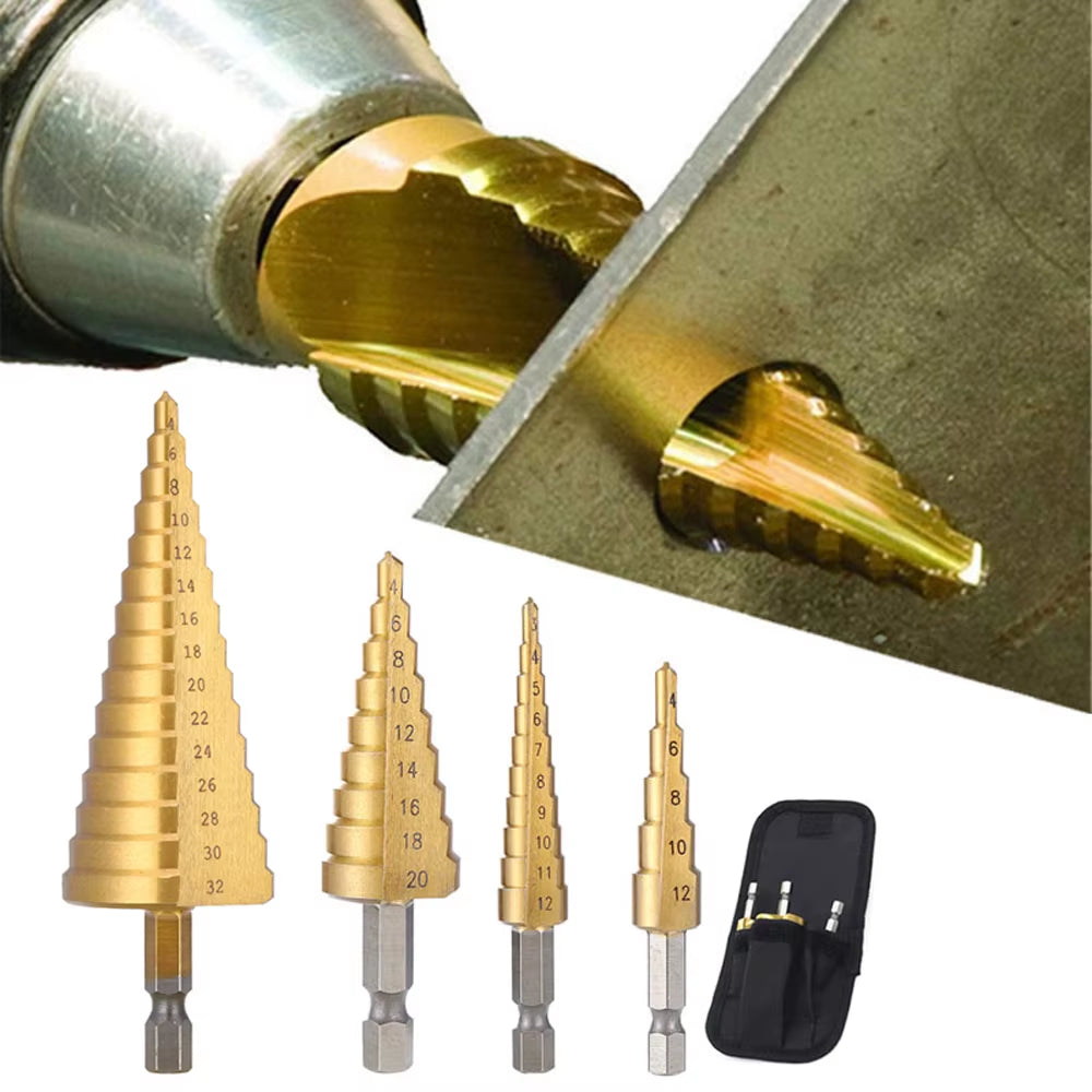 Step Drill Bit Set, Titanium-Coated HSS Cone Bits 4-32 mm – image 2