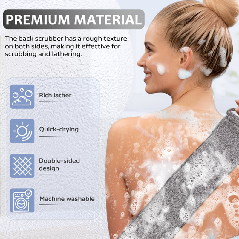 Exfoliating Back Scrubber Towel Bamboo Fiber with Handles – image 4