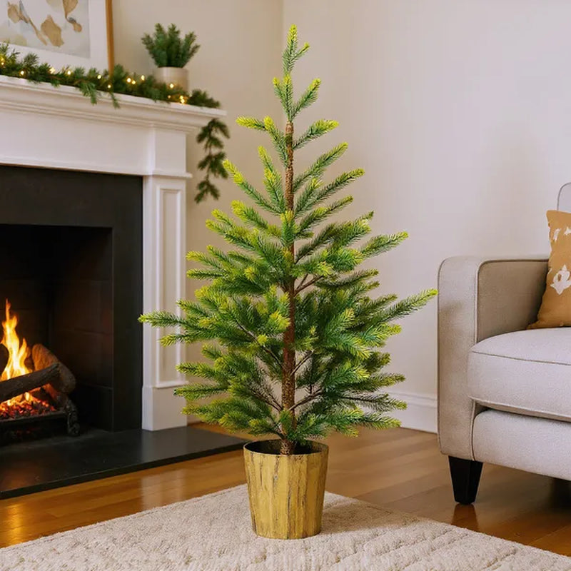 2 Pack 4 Ft Potted Christmas Trees Dual Tone Green Entryway – image 3