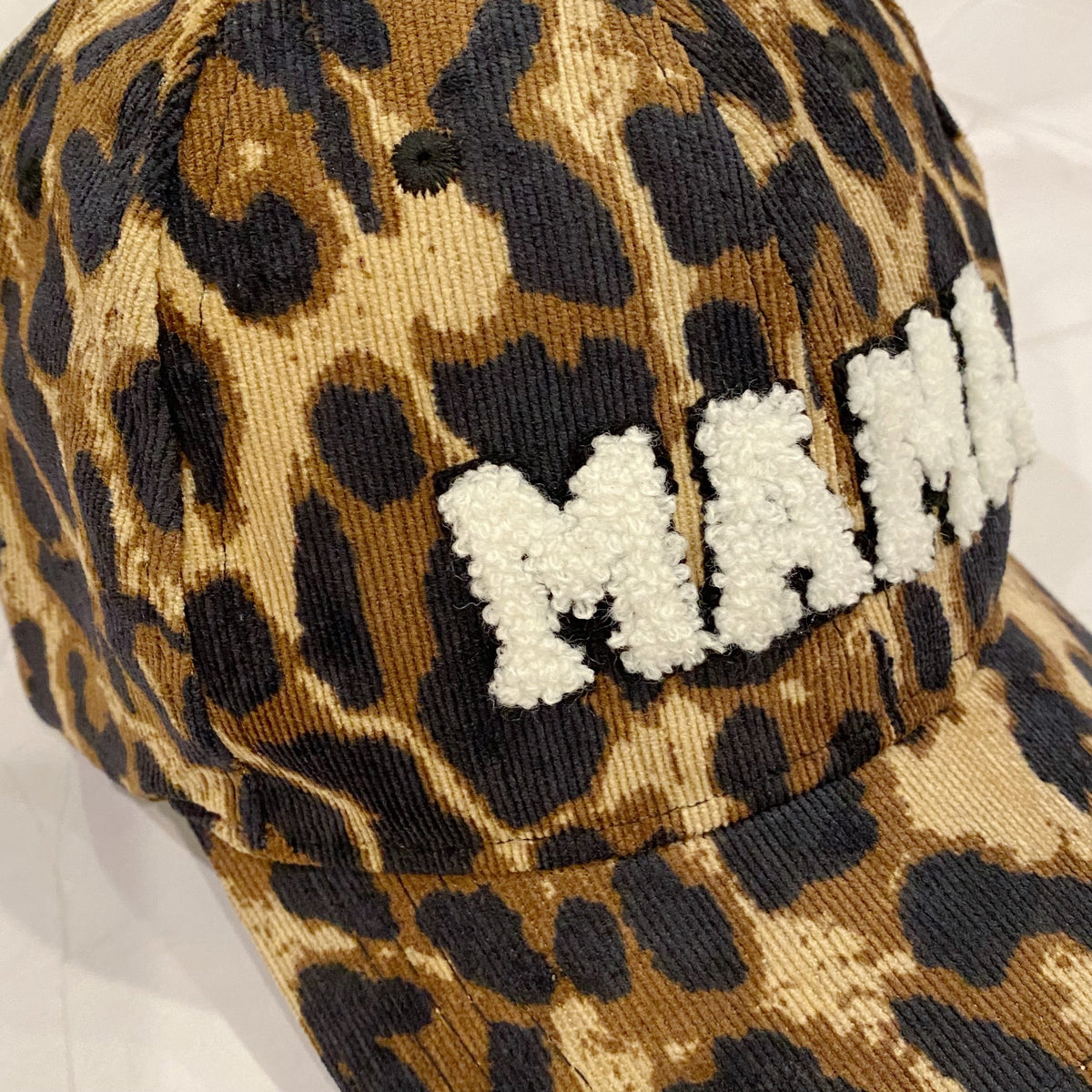 Corduroy Baseball Cap Animal Print with Fuzzy Lettering – image 4