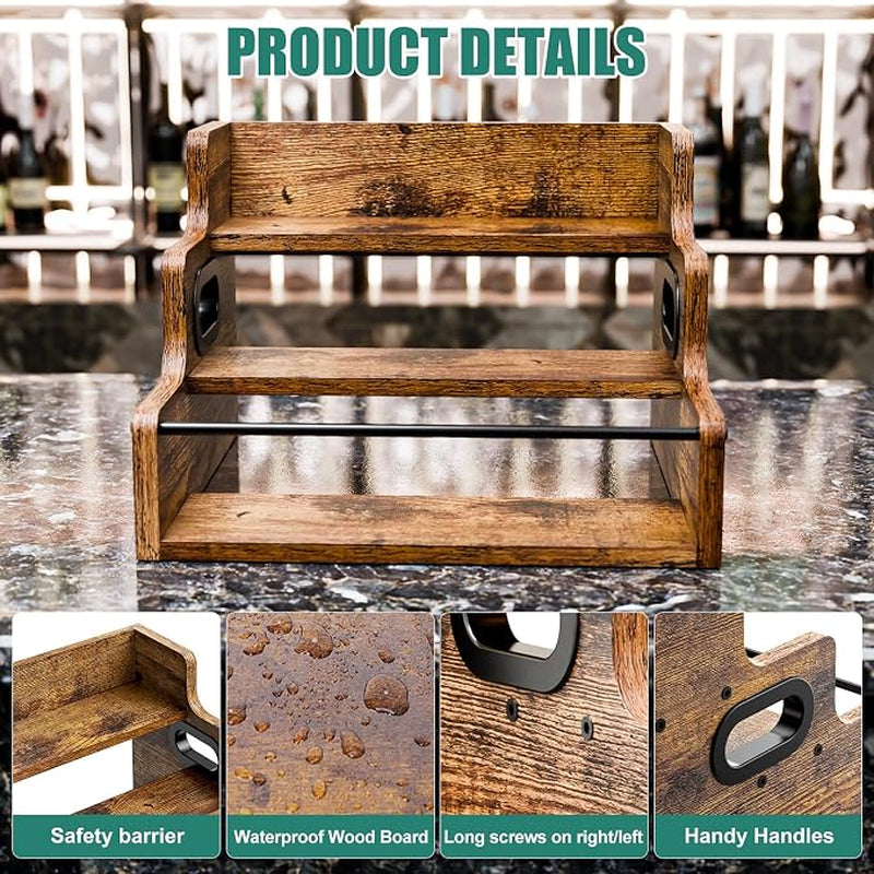3-Tier Countertop Bottle Display Shelf, Wood Syrup and Beverage Rack – image 5