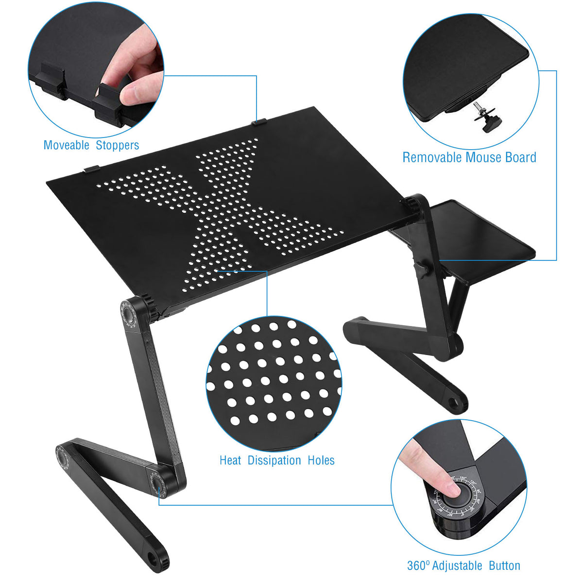Foldable Laptop Table with Mouse Board, Aluminum – image 5