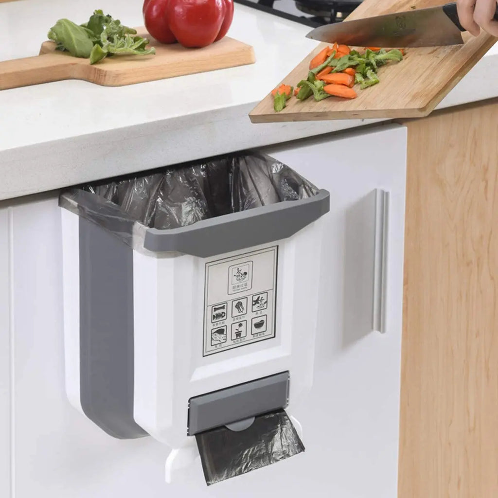 Collapsible Hanging Trash Can – Cabinet Door Kitchen Bin – image 4