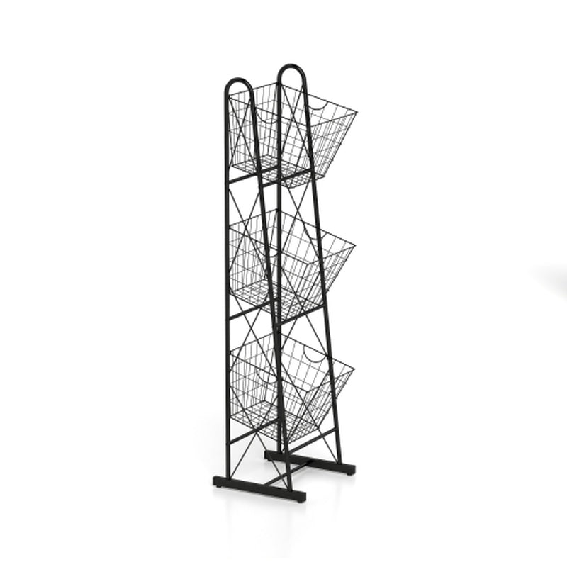 3-Tier Metal Wire Kitchen Storage Basket Stand for Produce
