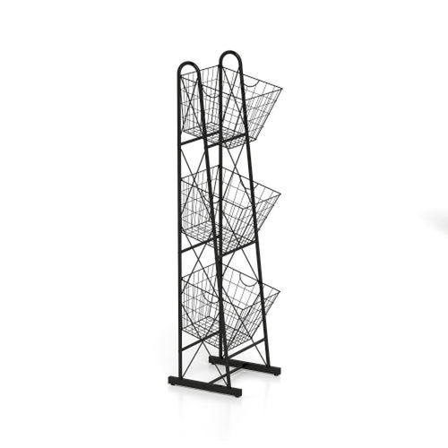 3-Tier Metal Wire Kitchen Storage Basket Stand for Produce