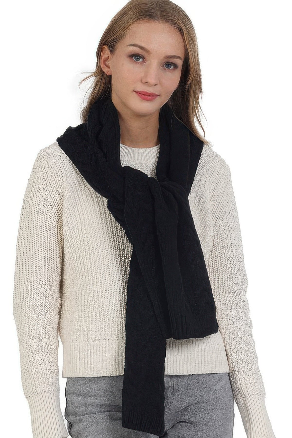 Cable Knit Scarf – Solid Color Winter Scarf – image 5