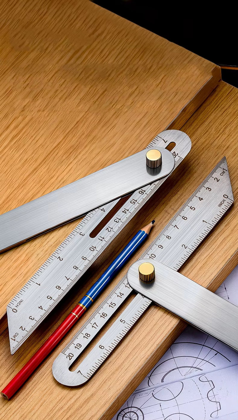 Stainless Steel Woodworking Marking Ruler - Carpentry Layout Gauge