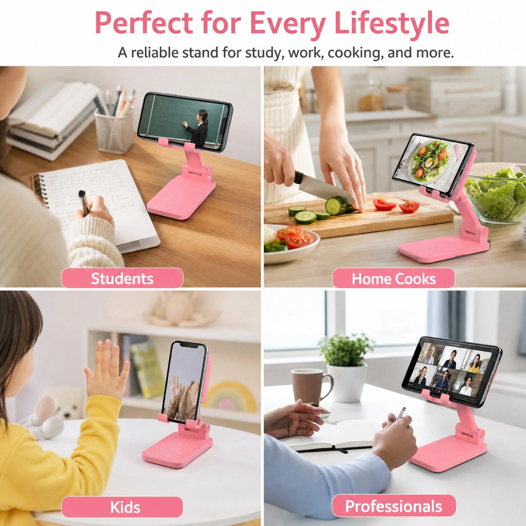 Foldable Tablet Stand, Pink Phone Holder 90-135 Degree Angle – image 10