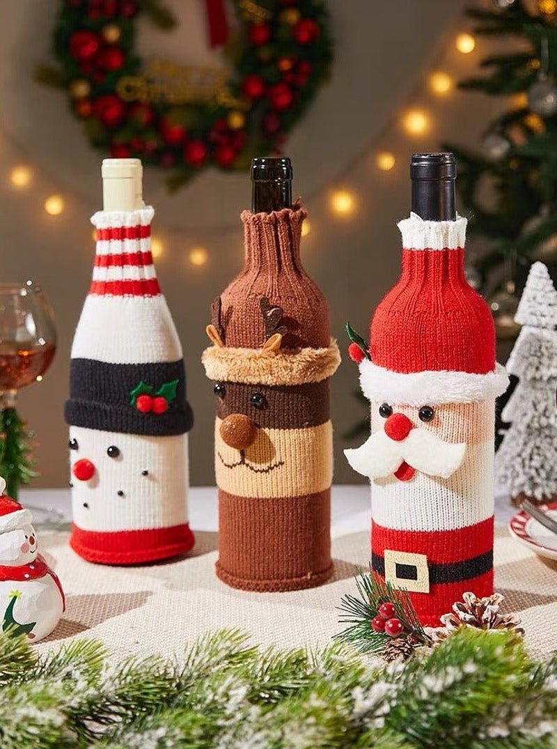 Knitted Christmas Wine Bottle Covers – Set of 3 – image 3