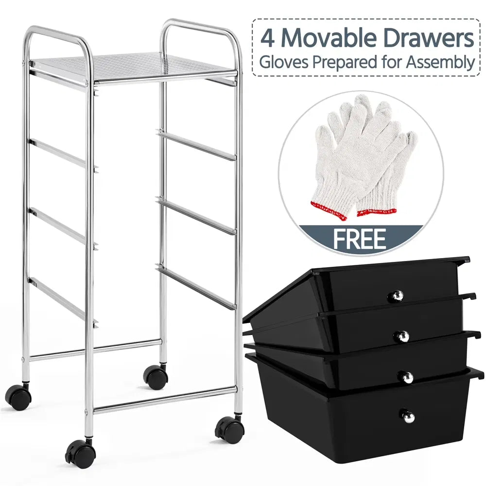 4-Drawer Rolling Storage Cart with Metal Frame and Locking Wheels – image 3