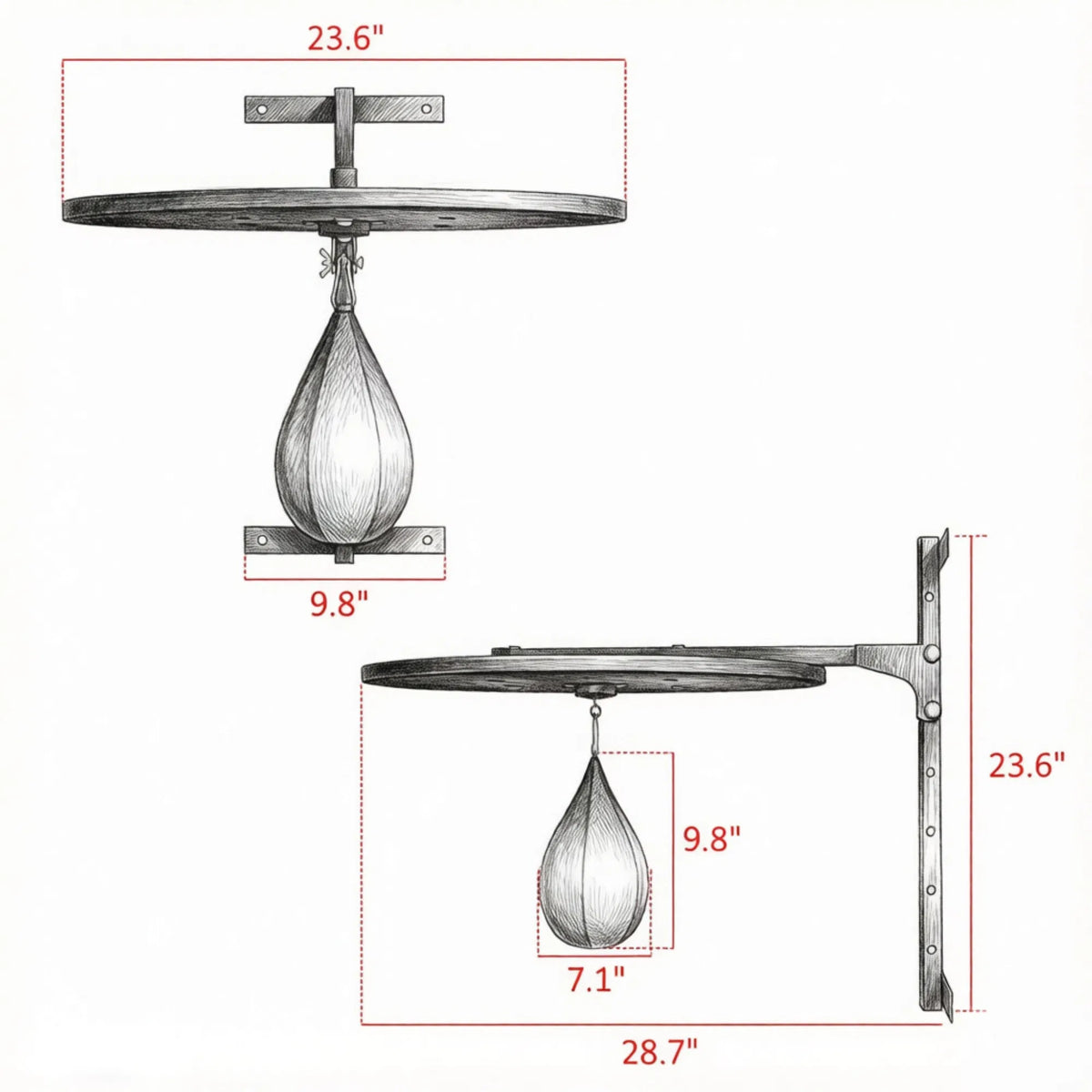 Wall Mounted Speed Bag Platform, Height Adjustable with Swivel Bag – image 4