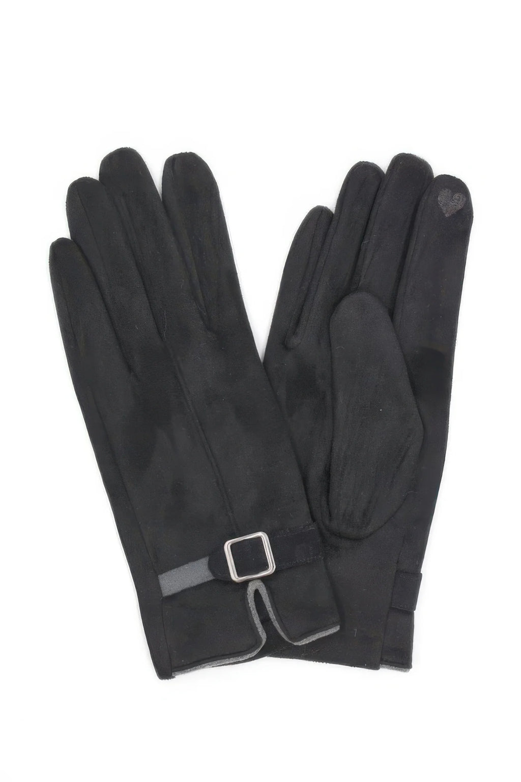 Touchscreen Gloves – Pink Faux Suede Band with Buckle – image 2