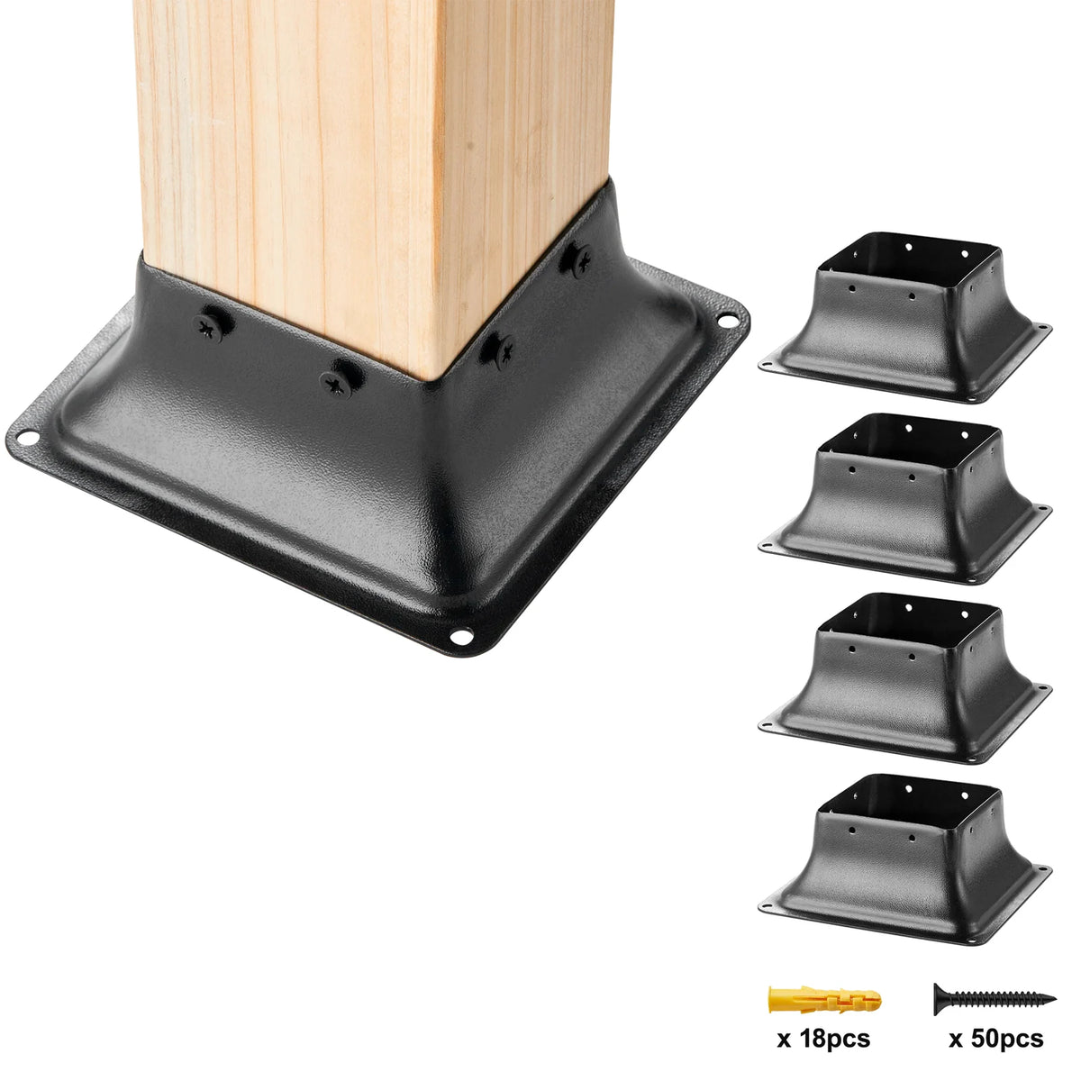 4x4 Post Base 4 Pack, Heavy Duty Powder-Coated Steel Post Brackets – image 11