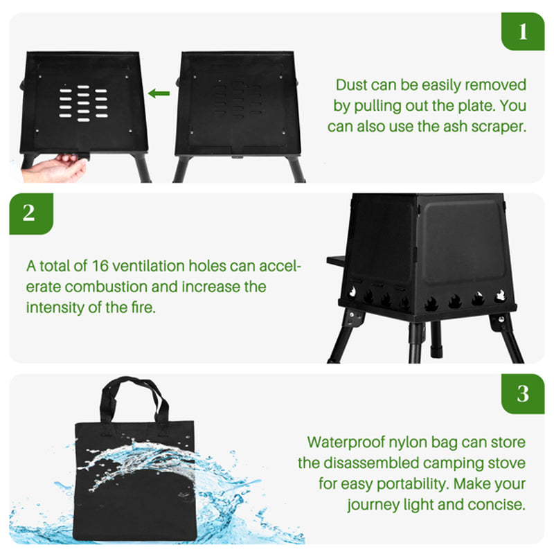 Portable Wood Burning Camping Stove with Carry Bag, 14 x 14 x 18 in – image 2