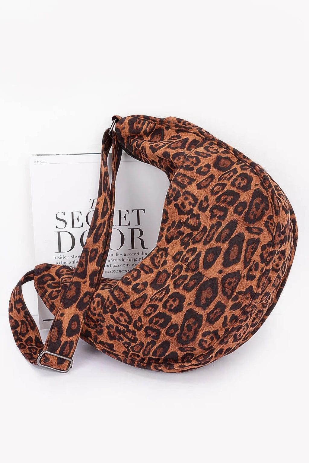 Leopard Crossbody Bag – Faux Suede Shoulder Bag with Double Pockets – image 3
