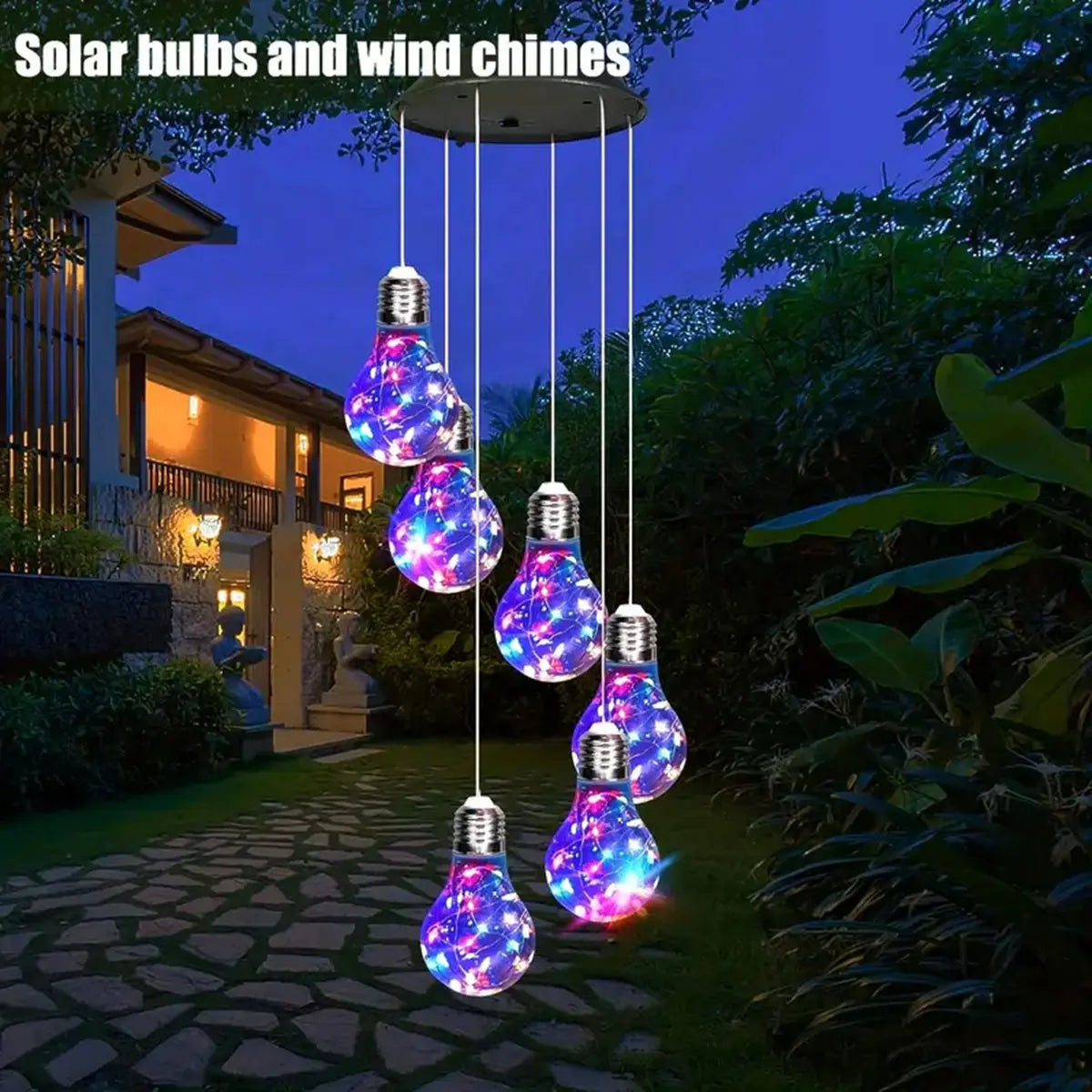 Solar Wind Chime Lights - 6 LED Color Changing Hanging Garden Lights