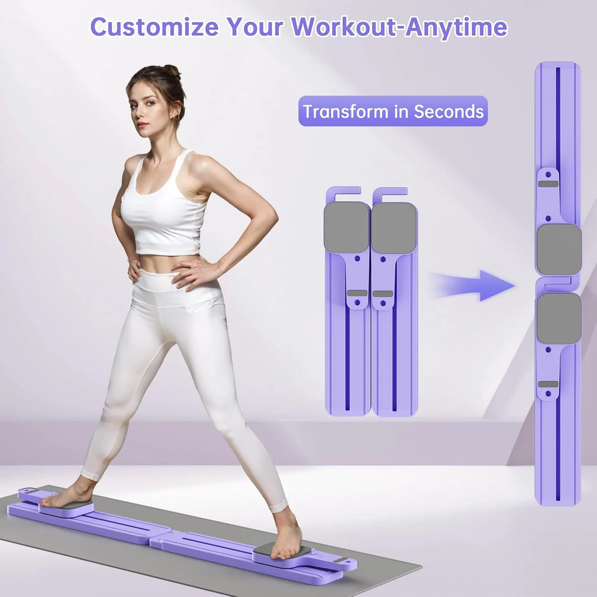 Pilates Reformer Board 7-in-1, Foldable Home Workout Set with Bands – image 3