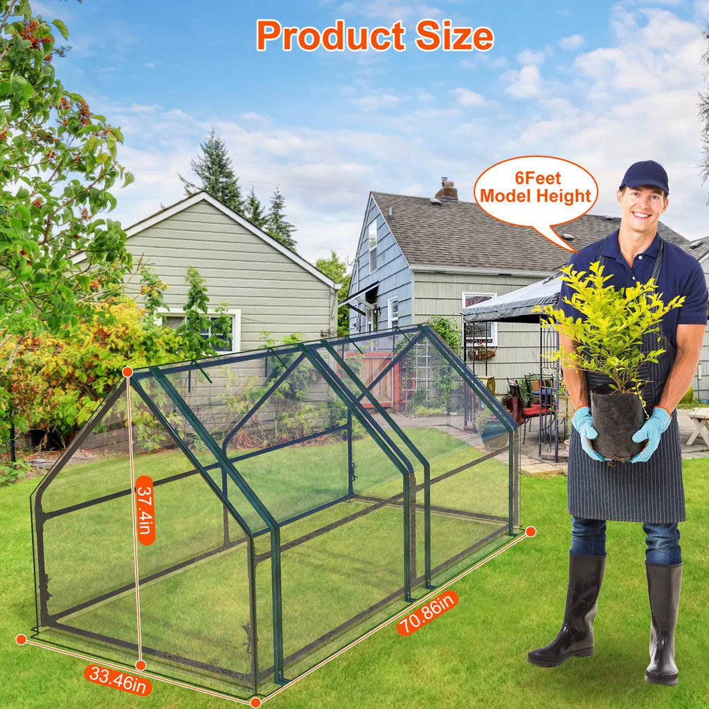 Portable Mini Greenhouse with Zipper Doors, 70.9 x 33.5 x 37.4 in – image 6