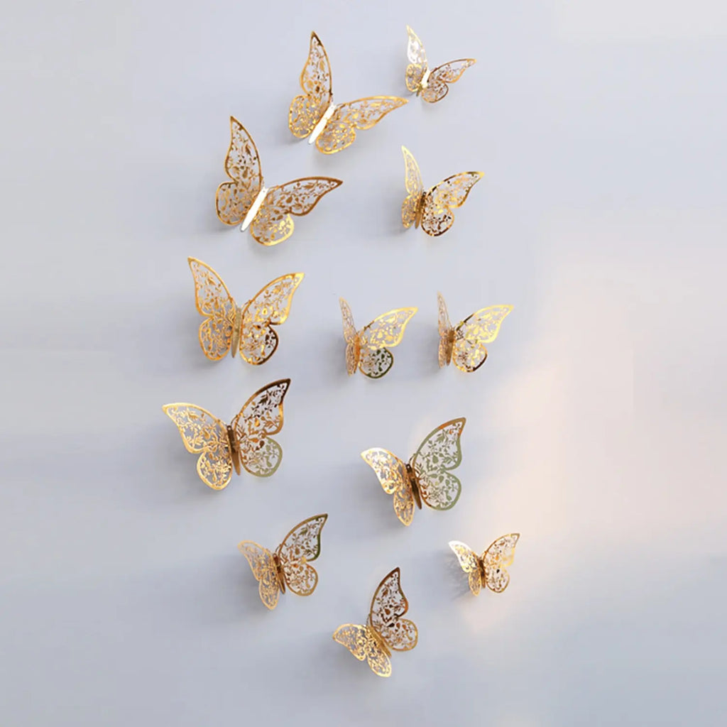 3D Metal Butterfly Wall Decor 12 Pack - Party & Room Decorations