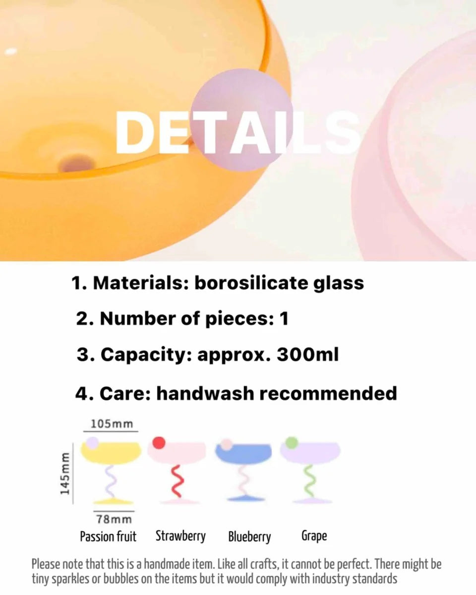 Hand Blown Jelly Bean Cocktail Coupe Glass – image 11