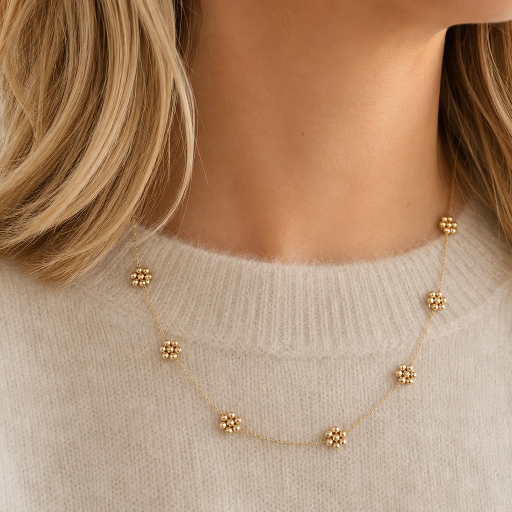 Dainty Flower Necklace - Waterproof 18K Gold Plated Stainless Steel – image 3