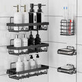 Adhesive Shower Caddy Shelves - 6 Pack Black Metal, No Drilling – image 16