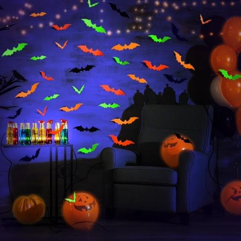 Glow in the Dark Bat Wall Stickers – 72 Pcs Halloween Decals, 4 Sizes – image 9