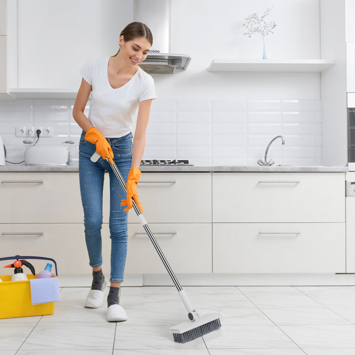 Broom and Dustpan Set – 4-in-1 Upright with Squeegee – image 3