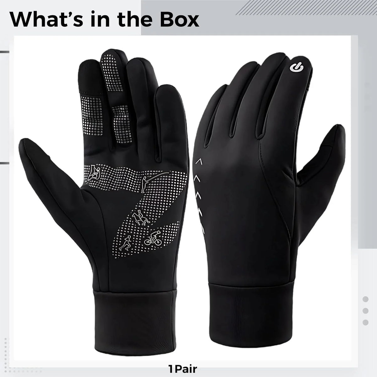 Touchscreen Gloves – Windproof Winter Gloves, Black & Grey – image 2