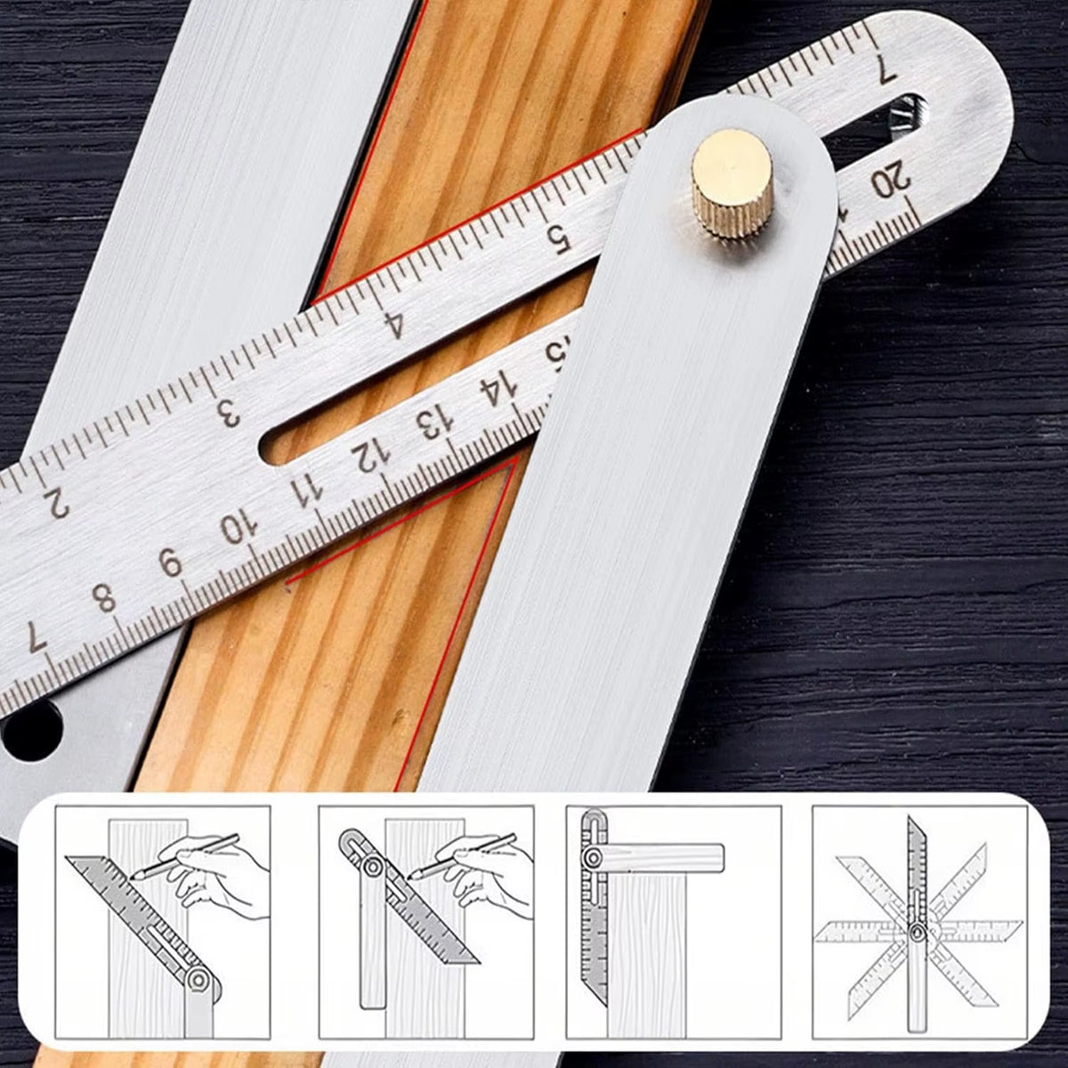 Stainless Steel Woodworking Marking Ruler - Carpentry Layout Gauge – image 2