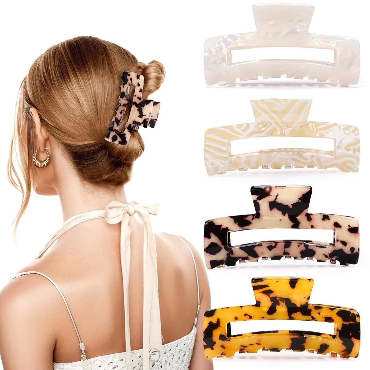 Tortoise Hair Claw Clips 4-Pack, Strong Hold Acetate Jaw Clips – image 2
